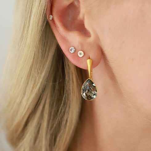 Серебряные серьги "Kristāla Lāse (Black DIamond)" с кристаллами Preciosa™